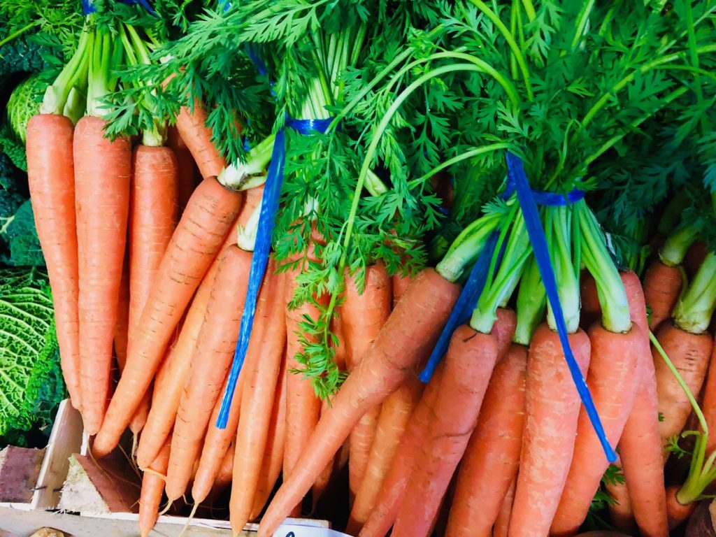 fresh carrots on sale in the shop